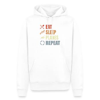 Eat Sleep Planes Repeat - Männer Premium Bio Hoodie - Weiß - Vorne - Nico (187cm)