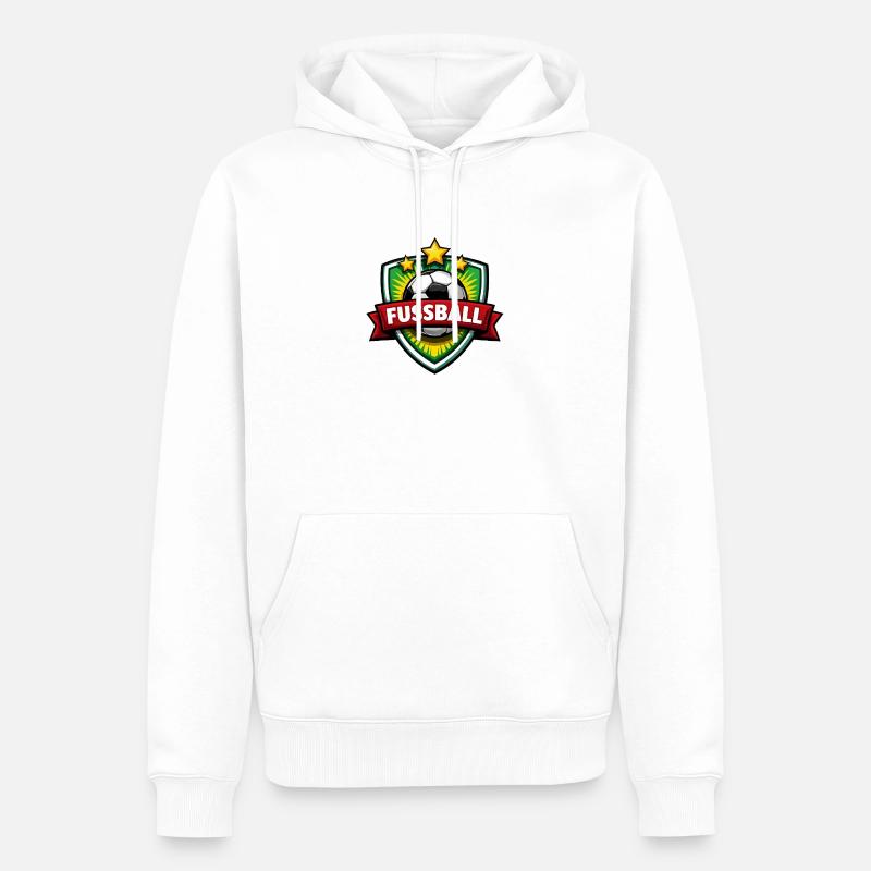 Fussball Shield mit Banner - Männer Premium Bio Hoodie - Weiß