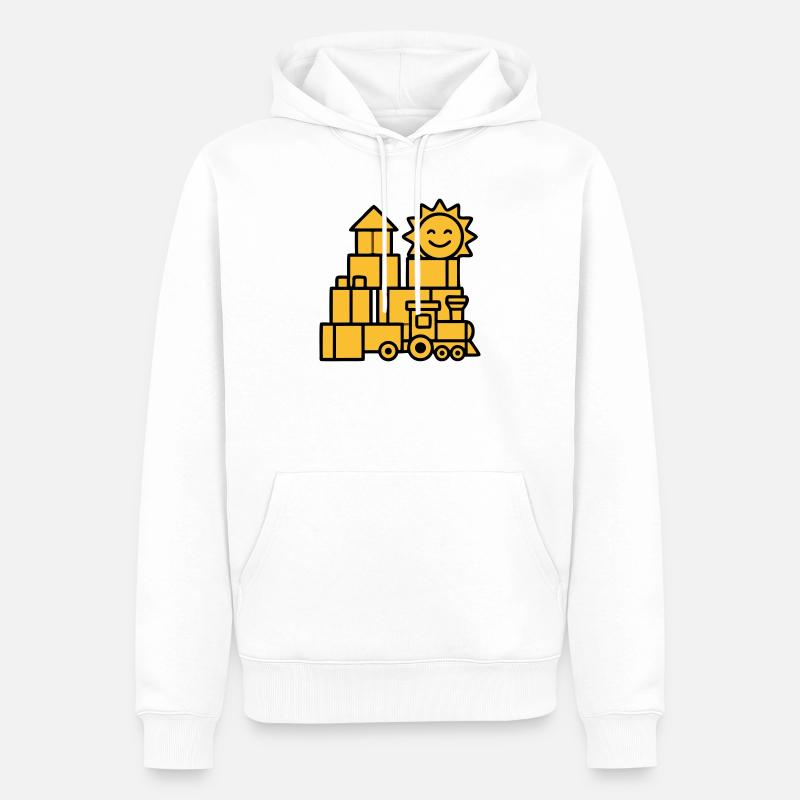 Jouets ferroviaires Blocs de construction - Sweat à capuche Premium bio Homme - blanc