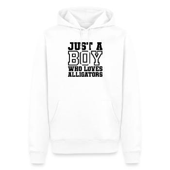 Just A Boy Who Loves Alligators – Alligator Fan De - Sweat à capuche Premium bio Homme - blanc - Devant - Nico (187cm)