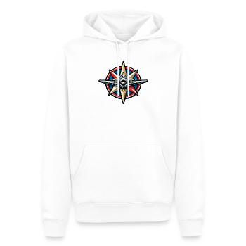 Nordstern Flugzeug Kompass - Männer Premium Bio Hoodie - Weiß - Vorne - Nico (187cm)