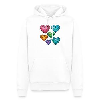 Kristallherzen in verschiedenen Farben - Männer Premium Bio Hoodie - Weiß - Vorne - Nico (187cm)