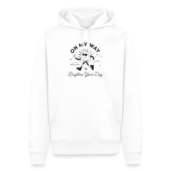 Retro Sun: On My Way to Brighten Your Day - Men’s Premium Organic Hoodie - white - Front - Nico (187cm)