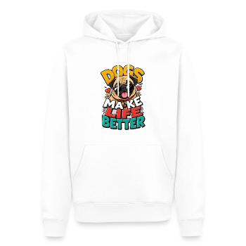 Mops - Männer Premium Bio Hoodie - Weiß - Vorne - Nico (187cm)