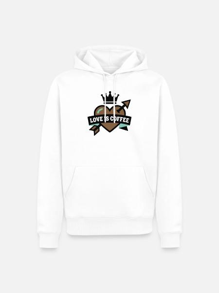 Kaffee Herz Krone Logo - Männer Premium Bio Hoodie - Weiß