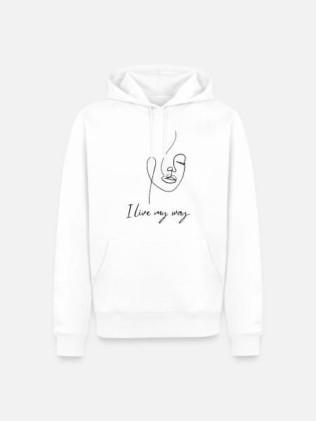 Frauengesicht – Minimalistische Linienkunst - Männer Premium Bio Hoodie - Weiß