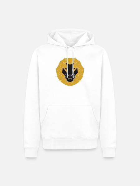 Schwarzgoldener geometrischer Löwe - Männer Premium Bio Hoodie - Weiß