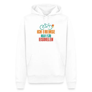 Ich bremse nur für Eisdielen – Fahrrad Spruch - Männer Premium Bio Hoodie - Weiß - Vorne - Nico (187cm)