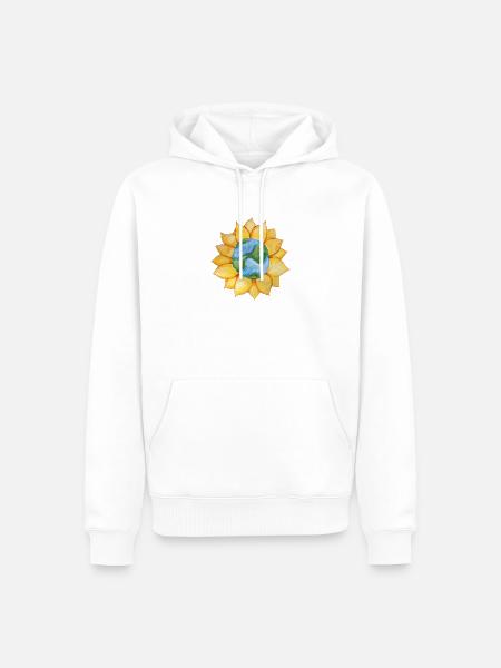 Erd-Sonnenblumenblüte - Männer Premium Bio Hoodie - Weiß
