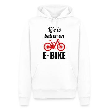 E-Bike Electric-Bike E-Cycliste Cycliste Cycliste Rider - Sweat à capuche Premium bio Homme - blanc - Devant - Nico (187cm)