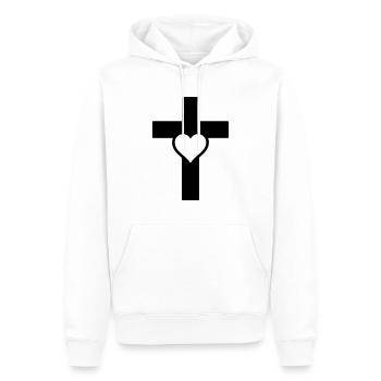 Croix du cœur C - Sweat à capuche Premium bio Homme - blanc - Devant - Nico (187cm)