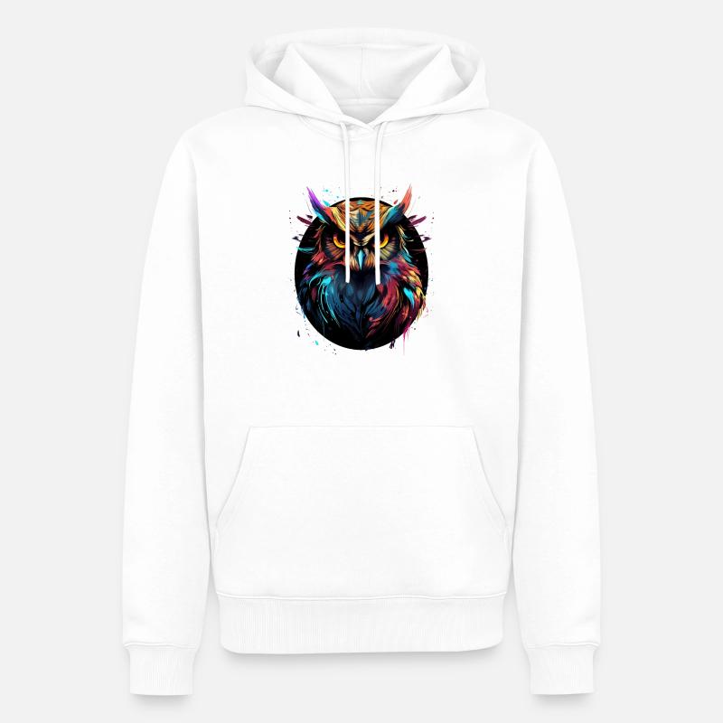 Eule SPLATTER Vogel Bunt - Männer Premium Bio Hoodie - Weiß