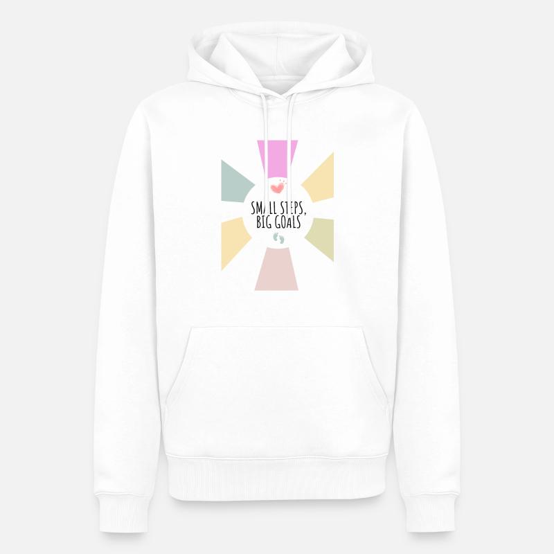 Petits pas, grands objectifs - Sweat à capuche Premium bio Homme - blanc