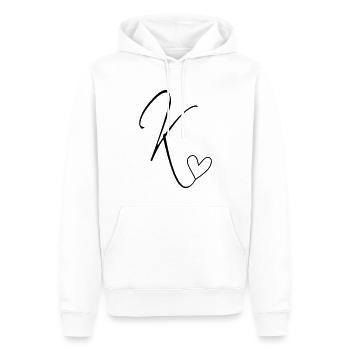Lettre K Lettre-K Calligraphie - Sweat à capuche Premium bio Homme - blanc - Devant - Nico (187cm)