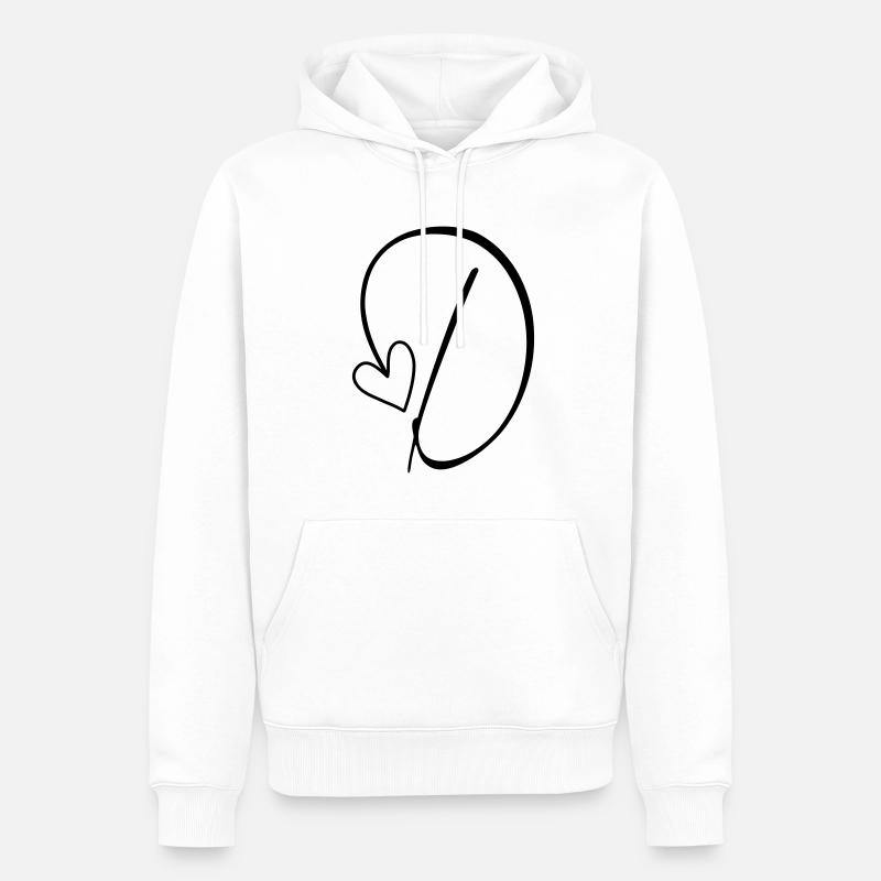 Lettre D Lettre D Calligraphie - Sweat à capuche Premium bio Homme - blanc