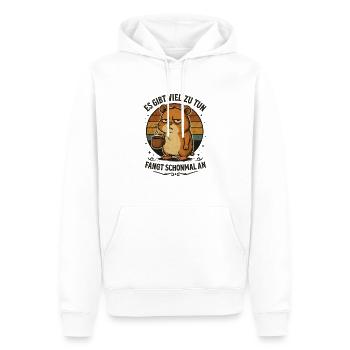 Funny hamster coffee bad mood - Men’s Premium Organic Hoodie - white - Front - Nico (187cm)
