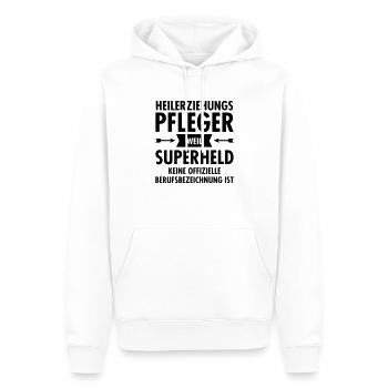 Heilerziehungspfleger - Superheld - Männer Premium Bio Hoodie - Weiß - Vorne - Nico (187cm)