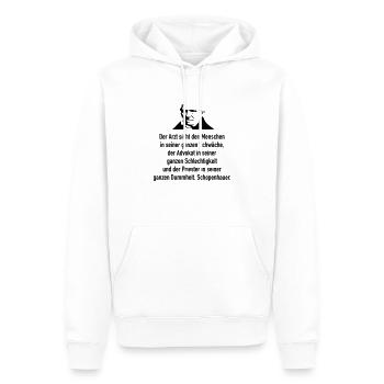 Schopenhauer: Der Arzt sieht den Menschen in sein - Männer Premium Bio Hoodie - Weiß - Vorne - Nico (187cm)