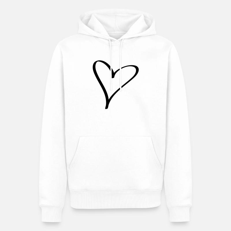 Herz - Männer Premium Bio Hoodie - Weiß