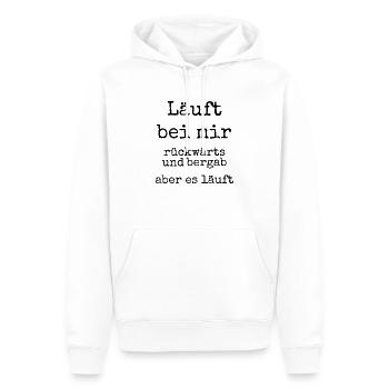 Läuft bei mir - Männer Premium Bio Hoodie - Weiß - Vorne - Nico (187cm)