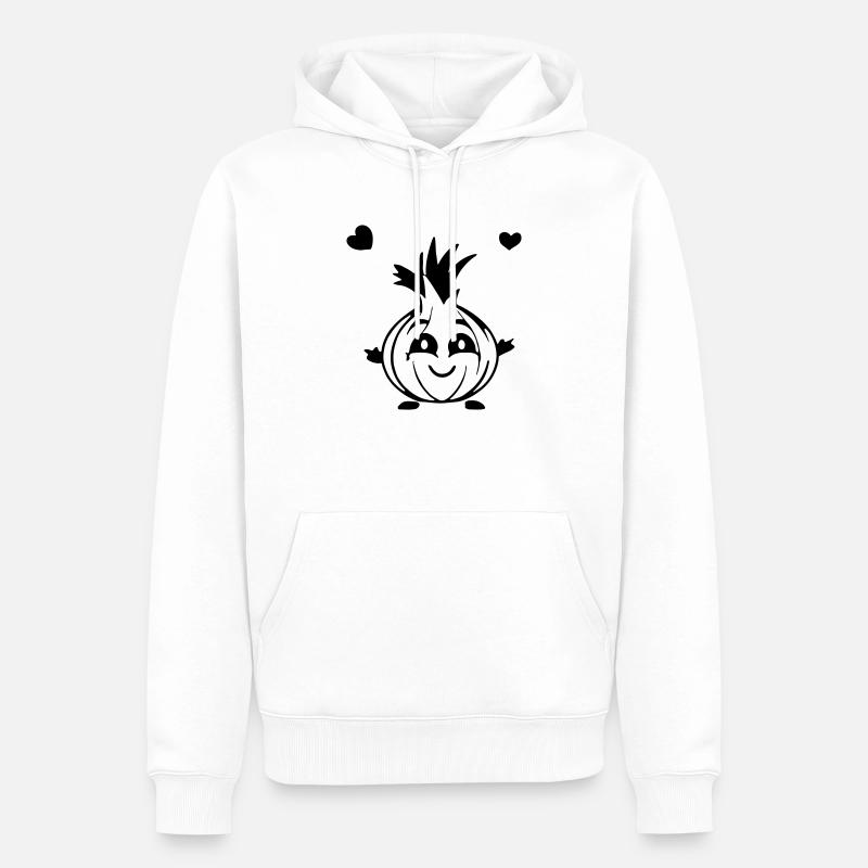 Idée cadeau oignon avec sourire - Sweat à capuche Premium bio Homme - blanc