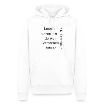 Design mit Spruch vom Lernen von R.St - Männer Premium Bio Hoodie - Weiß - Vorne - Nico (187cm)