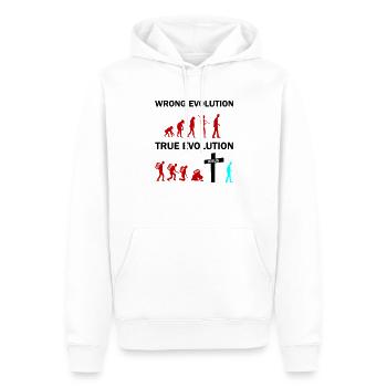 Jésus de la véritable évolution - Sweat à capuche Premium bio Homme - blanc - Devant - Nico (187cm)