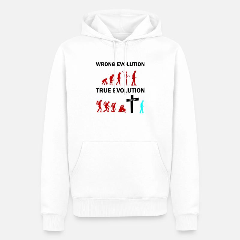 Jésus de la véritable évolution - Sweat à capuche Premium bio Homme - blanc