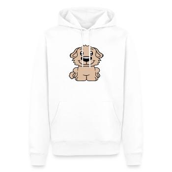 chien assis mignon petit chiot heureux animal de compagnie - Sweat à capuche Premium bio Homme - blanc - Devant - Nico (187cm)