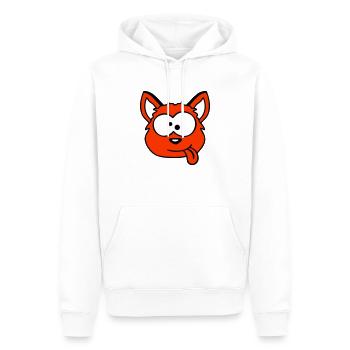 chien renard drôle grimace plisser la langue - Sweat à capuche Premium bio Homme - blanc - Devant - Nico (187cm)