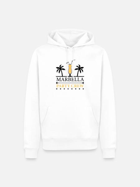 Equipaggio della festa di Marbella - Felpa con cappuccio ecologica premium da uomo - bianco