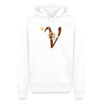 Lettre v tournesol papillon - Sweat à capuche Premium bio Homme - blanc - Devant - Nico (187cm)