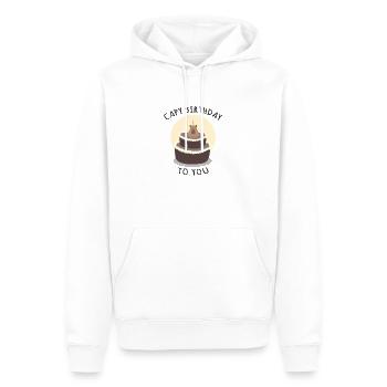 Capy Birthday To You, capybara meme, birthday, ani - Men’s Premium Organic Hoodie - white - Front - Nico (187cm)