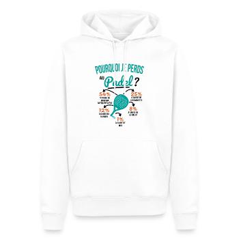 Padel Geschenkidee - Warum verliere ich bei Padel? - Männer Premium Bio Hoodie - Weiß - Vorne - Nico (187cm)