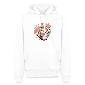 Funny cat love - Sweat à capuche Premium bio Homme - blanc - Devant - Nico (187cm)
