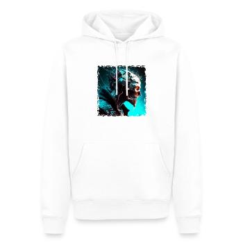 Ein Cyborg Monster in dystopischer Zukunft - Männer Premium Bio Hoodie - Weiß - Vorne - Nico (187cm)