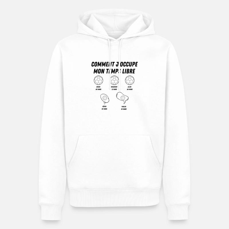 comment j'occupe mon temps libre - Sweat à capuche Premium bio Homme - blanc