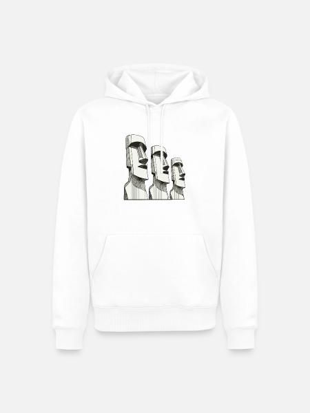 3 Moai Stein Köpfe Steinstatuen der Osterinsel - Männer Premium Bio Hoodie - Weiß