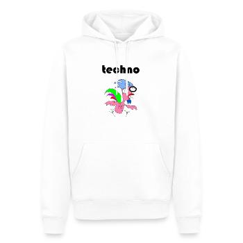 techno hahn - Männer Premium Bio Hoodie - Weiß - Vorne - Nico (187cm)