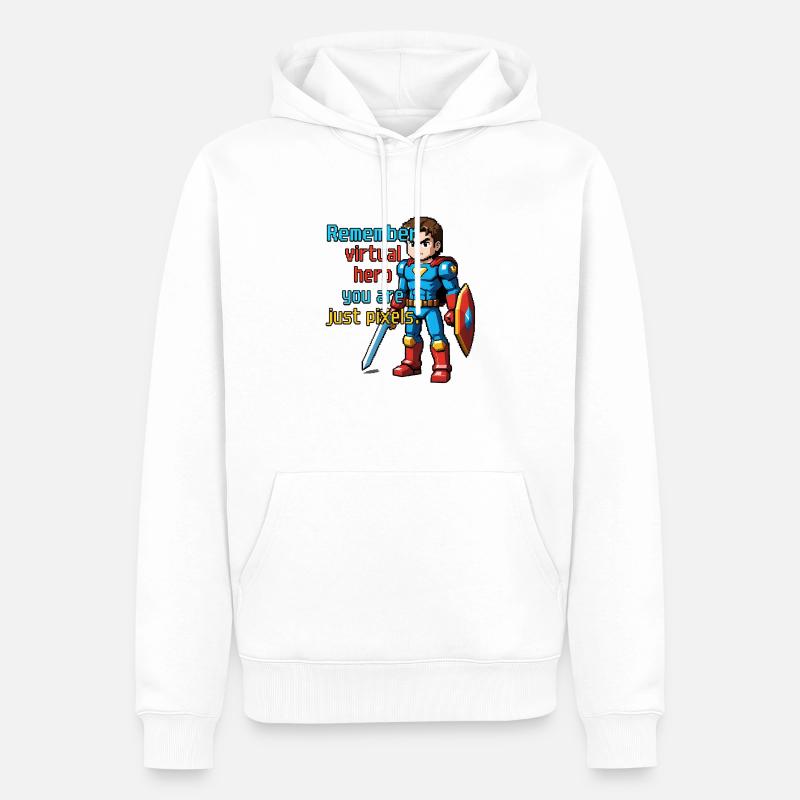 Héros du jeu juste des pixels - Sweat à capuche Premium bio Homme - blanc