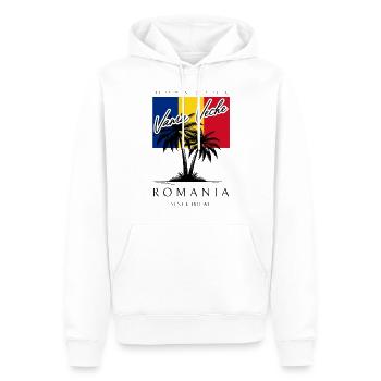 Vama Veche Palmen Flagge Reise Souvenir - Männer Premium Bio Hoodie - Weiß - Vorne - Nico (187cm)