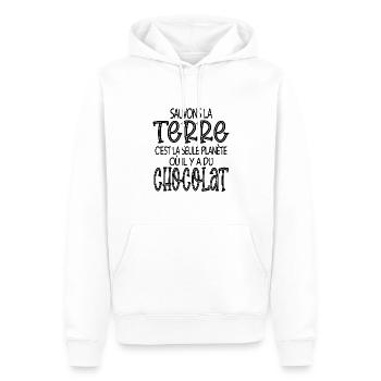 sauvons la terre ou il y a du chocolat - Sweat à capuche Premium bio Homme - blanc - Devant - Nico (187cm)