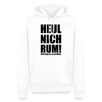 Spruch "heul nich rum - fang an zu arbeiten"-bow - Männer Premium Bio Hoodie - Weiß - Vorne - Nico (187cm)