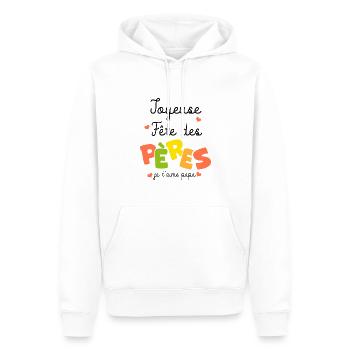 joyeuse fete des pères je t aime papa - Sweat à capuche Premium bio Homme - blanc - Devant - Nico (187cm)