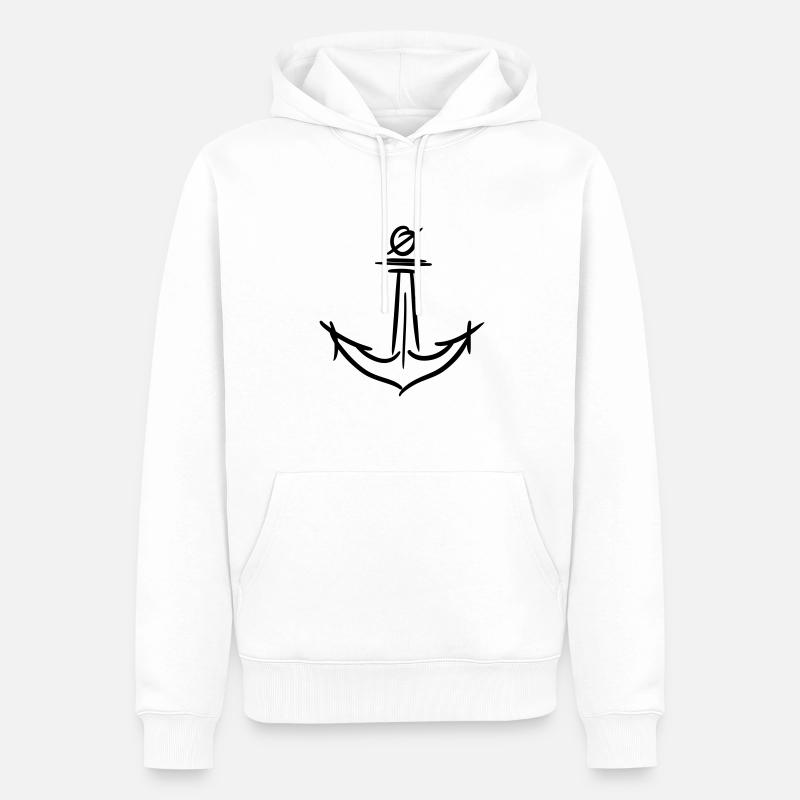 Dessin d’ancrage. Marine. Icônes maritimes/navires. - Sweat à capuche Premium bio Homme - blanc