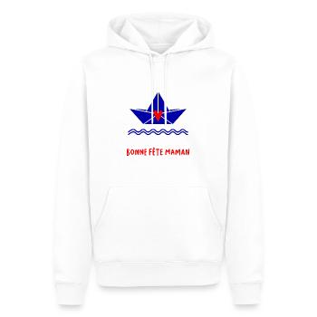 BONNE FÊTE. FÊTE DES MÈRES. FÊTE DES PÈRES. FÊTE - Sweat à capuche Premium bio Homme - blanc - Devant - Nico (187cm)