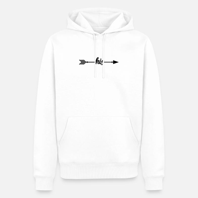 Flèche His - Sweat à capuche Premium bio Homme - blanc