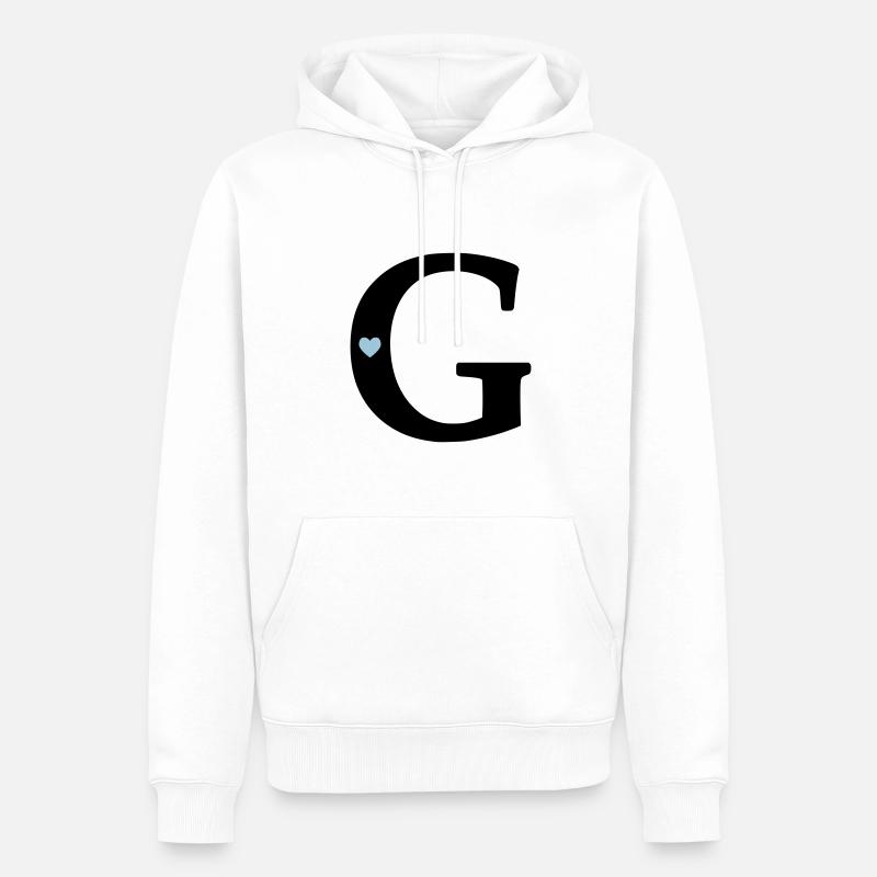 Buchstabe G Anfangsbuchstabe - Männer Premium Bio Hoodie - Weiß