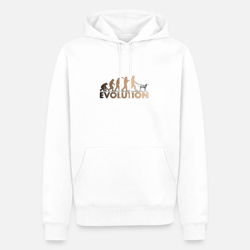 Évolution dalmate Brun - Sweat à capuche Premium bio Homme - blanc