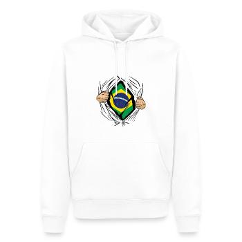 Brésil Drapeau Brésilien Drapeau Amérique du Sud - Sweat à capuche Premium bio Homme - blanc - Devant - Nico (187cm)